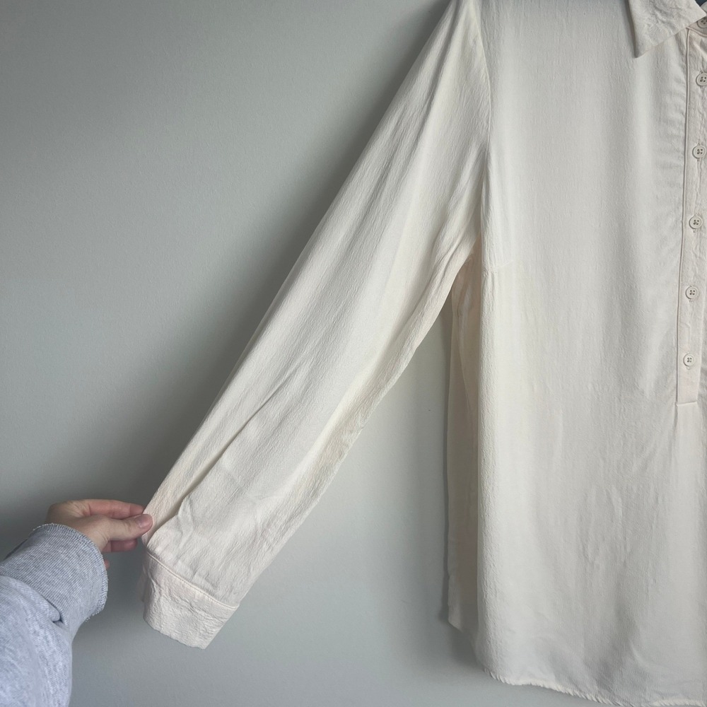 Emerson Fry Long Sleeve Popover Button Down Collared Viscose Shirt Top - Picture 3 of 6